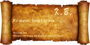 Krauss Boglárka névjegykártya